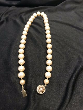 Antique Vintage Deco Retro 14k S Yellow Gold Saltwater Pearl Bead Necklace