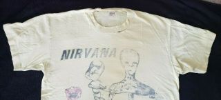 Rare Vintage Authentic Nirvana Incesticide shirt 90 ' s Kurt Cobain Anvil L 2