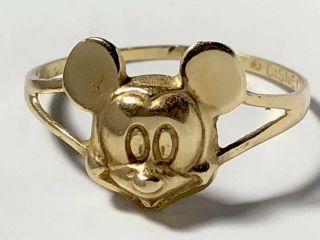 Vintage 14k Gold Mickey Mouse Ring - Size 7 Walt Disney Fine Jewelry