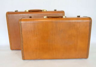 Vintage Hardshell Suitcases Set Samsonite Shwayder Bros Brown Honey Style 4621 2