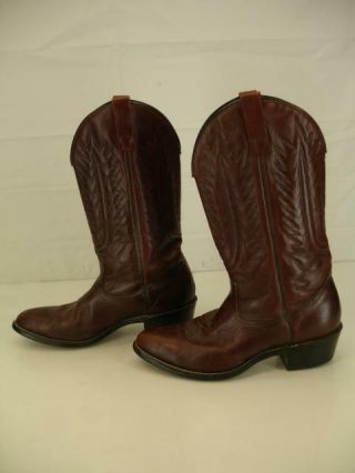 Mens Sz 9 D M Mason Brown Leather Cowboy Western Boots Vtg Union Made In The Usa