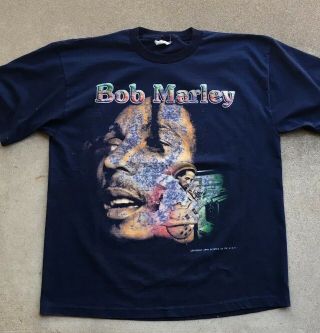 Vintage Bob Marley Rap Tee Music Reggae Jamaican Tour Vtg 90s Xl 2pac Wu
