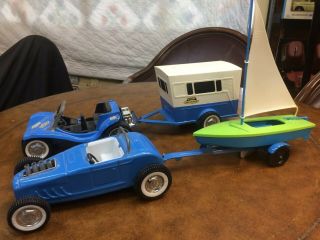 Nylint Hot Rod & Buggy Grants Special Vacationer Camping Set Sailboat Boat Rare