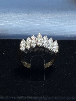 Vintage 10k Yellow/white Gold 21 Diamond Ring 1.  00 Tcw Size 7.  25