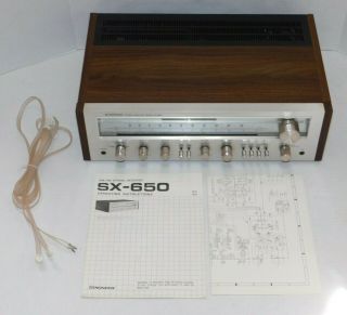 Vtg Pioneer Sx - 650 Receiver Am/fm Stereo W/ Manuals Antenna Phono Stage