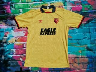 WATFORD MATCH WORN SHIRT 1988 - 89 HOME 3 Size L umbro soccer jersey ultra rare 2