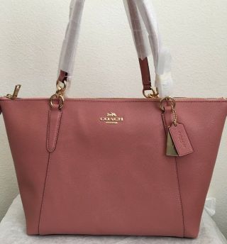 Nwt Coach Ava Tote Bag In Crossgrain Leather F57526 $350 Vintage Pink