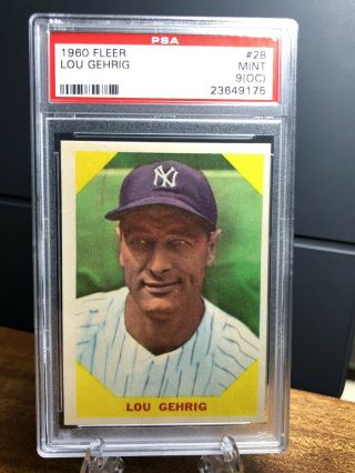 1960 Fleer 28 Lou Gehrig Psa 9 Oc Vintage Baseball Card Hof Yankees