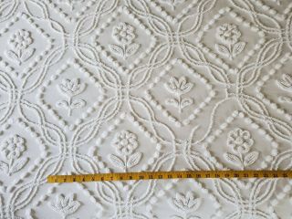 Vintage White Tufted Chenille Bedspread Cutter / Craft,  90 X 102 Macy Associates