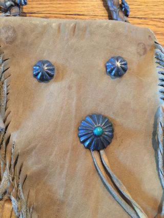 Vintage Apache Medicine Bag Silver Conchos Native American 2