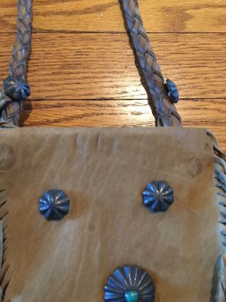 Vintage Apache Medicine Bag Silver Conchos Native American 4