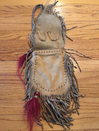 Vintage Apache Medicine Bag Silver Conchos Native American 5