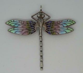 Vintage Scottish Sterling Silver Enamel Dragonfly Brooch & Pendant C2004