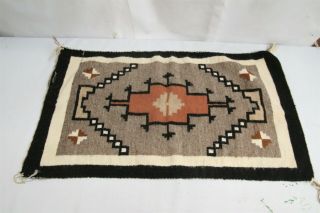Vintage Navajo Rug Weaving Geometric Design Red Brown Storm Non - Regional