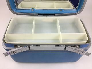 Vintage Samsonite Sky Blue Make Up Hard Case Train Luggage with Vanity Tray 60s 3