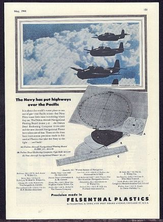 1944 Wwii Dalton Navigational Plotter Dead Reckoning F6f Hellcat Felsenthal Ad