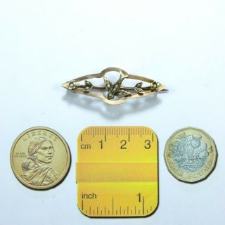 Antique Victorian Rose Gold Seed Pearl Swallow Bird Aesthetic Sweetheart Brooch