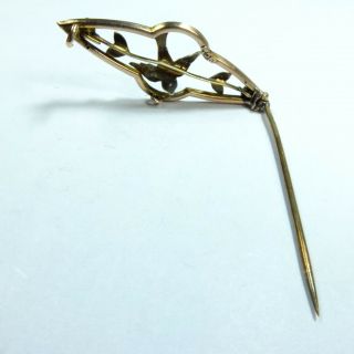 Antique Victorian Rose Gold Seed Pearl Swallow Bird Aesthetic Sweetheart Brooch 8