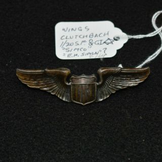 Vintage Wwii 3 " Us Army Air Force Pilot Wings 1/20 Sf & Gi Silver Filled
