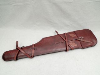 Vintage Leather Shotgun / Rifle Gun Case With Straps - Unbranded