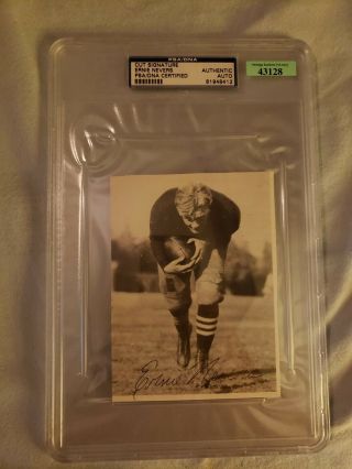 Ernie Nevers Signed Vintage Football Photo Cut Psa/dna Slabbed - Very Rare Hofer