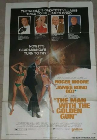 1974 The Man With The Golden Gun (the Villains) Movie Poster Rare