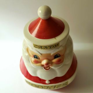 Vintage Holt Howard Christmas Santa Cookie Jar and Candy Jar Combo 1961 HTF 5