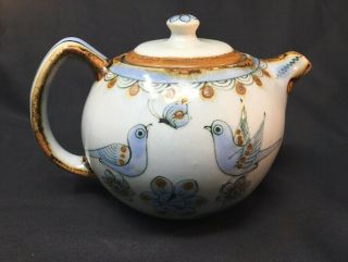 Vintage Ken Edwards El Palomar Tonala Mexico Tea Pot Teapot Pottery Birds 40 Oz