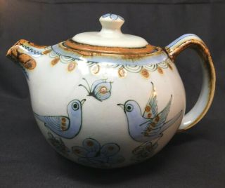 Vintage Ken Edwards El Palomar Tonala Mexico Tea Pot Teapot Pottery Birds 40 oz 3