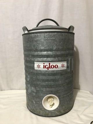 Vintage 1970’s Era Igloo 5 Gallon Galvanized Water Cooler