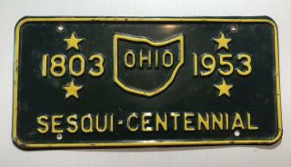 1953 Sesqui Centennial Buckeye State Ohio License Plate Vintage Antique