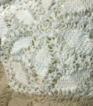 Vintage King Size Crochet Bedspread Blanket Country White Farmhouse Decor