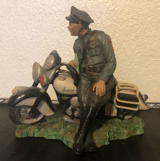 Vintage Statue 1940s Indian Chief Motorcycle W/police Officer & Coca Cola