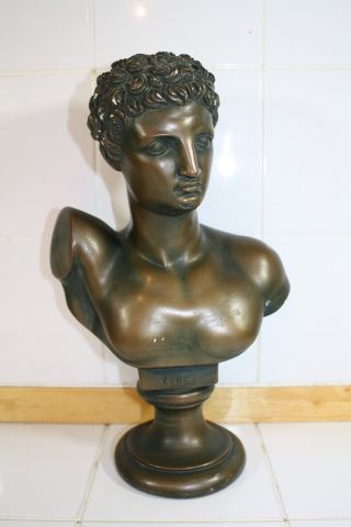 Hermes Bust Greek Mythology Roman God Vintage Marwal Chalkware Sculpture 1960 
