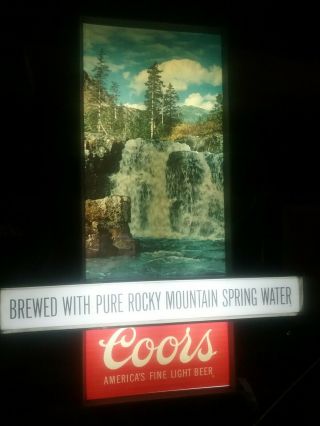 Vintage Coors Lighted Beer Sign Rippler Waterfall Great Old Sign