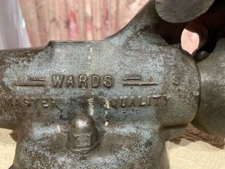 Vintage Wards Master Quality bullet VISE 4” jaw - swivel base blacksmith anvil 2