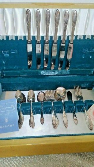 45 Pc Oneida Community Plate Silver Plate " 1932 Lady Hamilton " Flatware.