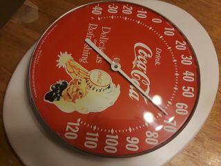 Vintage Coca Cola Ohio Jumbo Dial Thermometer With 1940 ' s Sprite Boy Advertising 3