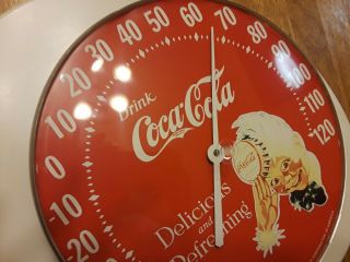 Vintage Coca Cola Ohio Jumbo Dial Thermometer With 1940 ' s Sprite Boy Advertising 6