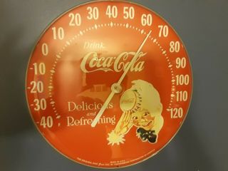 Vintage Coca Cola Ohio Jumbo Dial Thermometer With 1940 ' s Sprite Boy Advertising 7