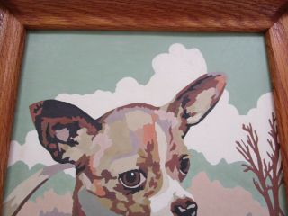 Vintage Chihuahua pbn Paint by Numbers Painting Framed Dog Art retro mid century 2