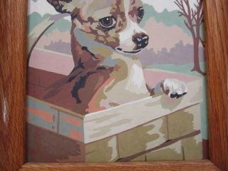 Vintage Chihuahua pbn Paint by Numbers Painting Framed Dog Art retro mid century 3