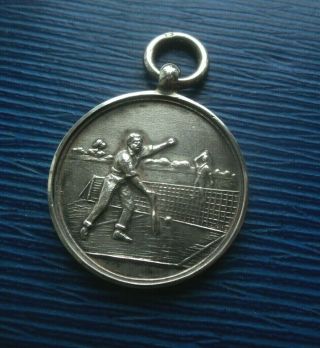 Attractive Vintage Sterling Silver Medal Tennis Player H/m 1928 Birmingham Nalgo