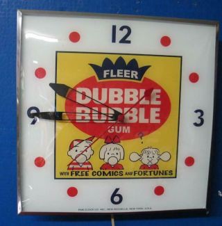 Vintage Pam Lighted Advertising Fleer Double Bubble Clock