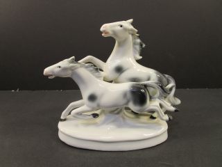 Vintage Porzellanfabrik Carl Scheidig (1935 - 72) Running Wild Horses Figurine 6 ",