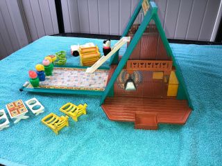 Fisher Price Vintage Little People Play Family A Frame House 990 3