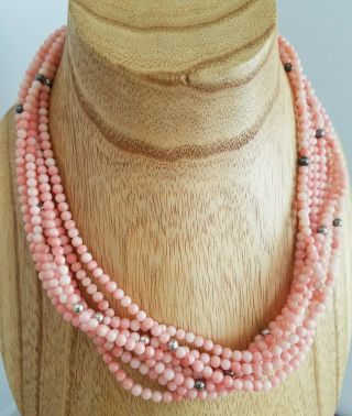 Jay King Dtr 925 Pink Angel Skin Coral Multi 8 Strand Necklace