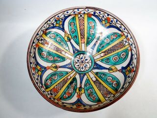 Vtg Moorish Middle Eastern Turkish Moroccan Pedestal 11” Bowl Hand Painted