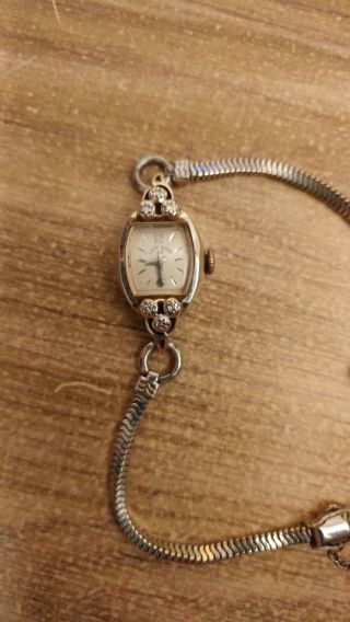 Vintage Lady Elgin Watch 14 K Gold W/band F41212 Running Shippin