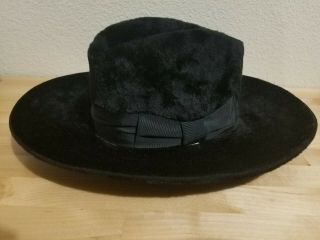 Vintage Herbert Johnson Black 100 Fur Felt Fedora Hat 7 1/8 Dr Who Style Rare